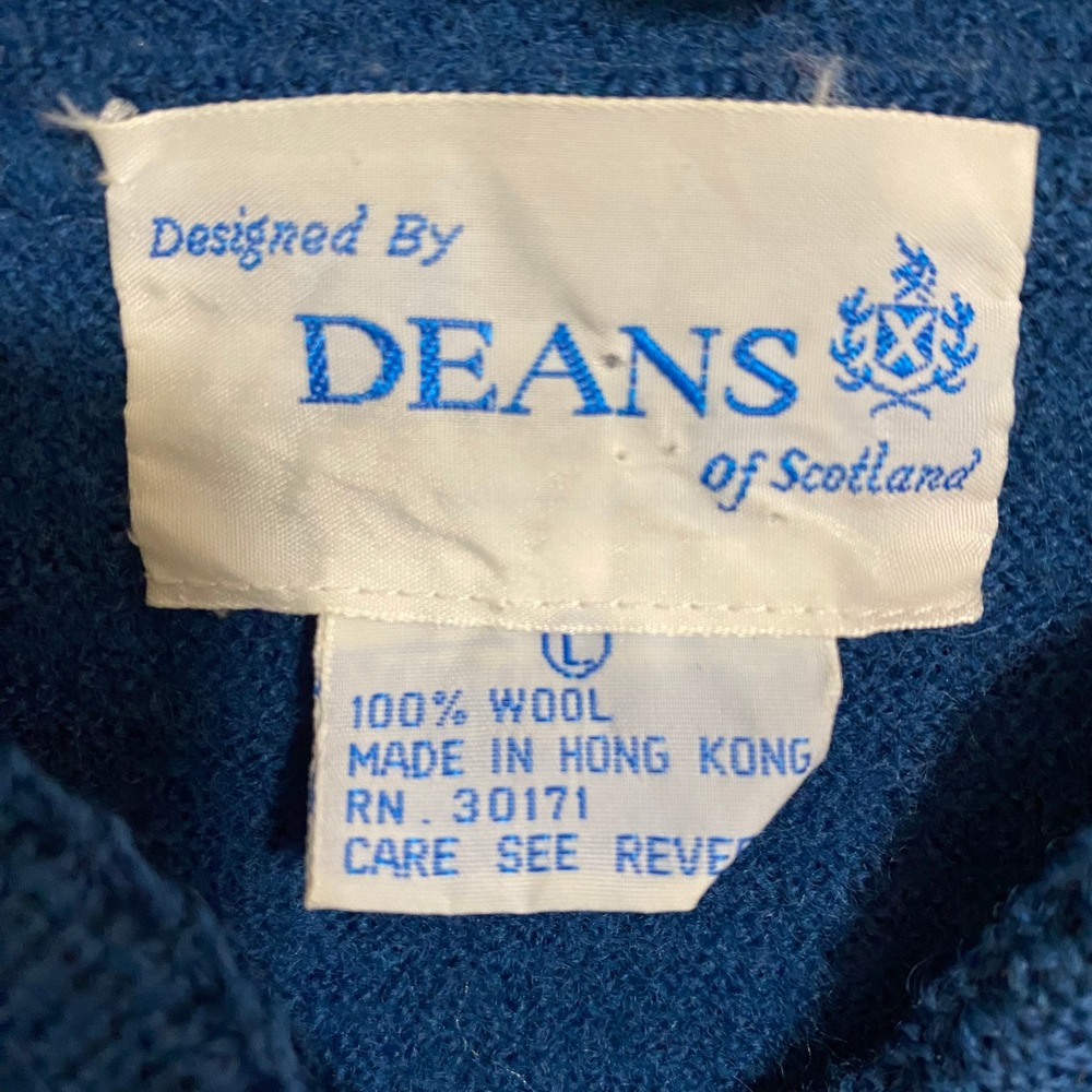 Vintage Knit Grandmacore Deans of Scotland Cardigan Womens L Blue Wool Rib - Picture 5 of 7